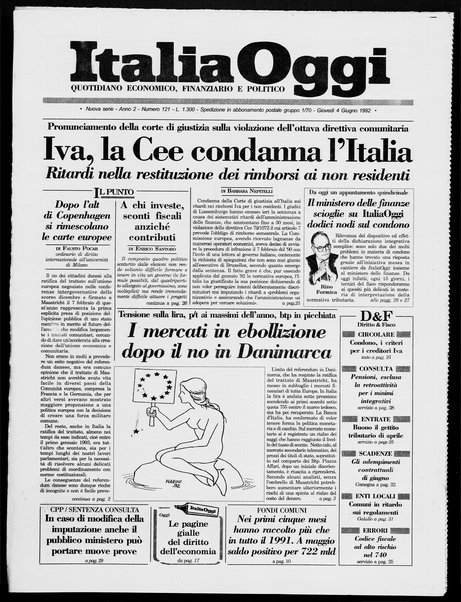 Italia oggi : quotidiano di economia finanza e politica